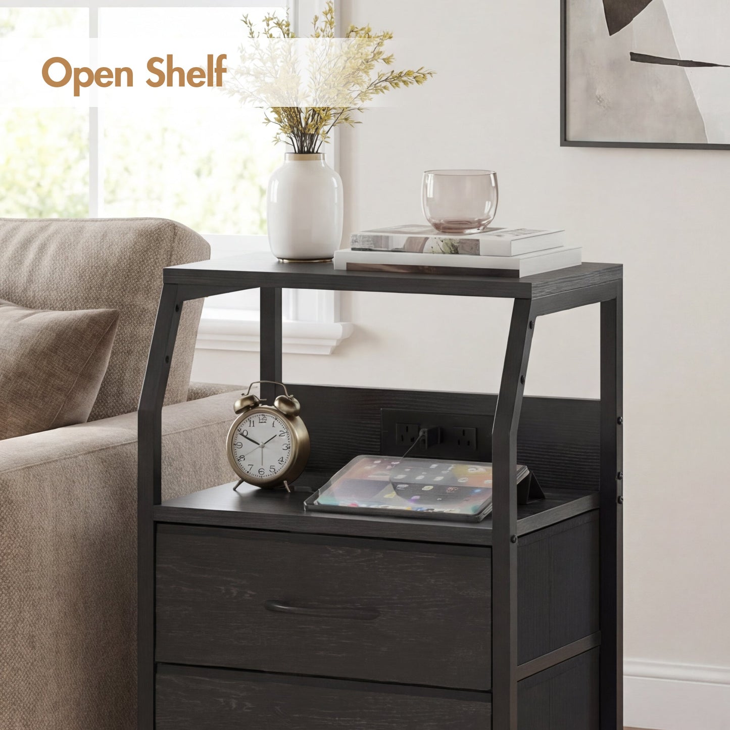 Advwin Set of 2 Bedside Table with 3 Drawers