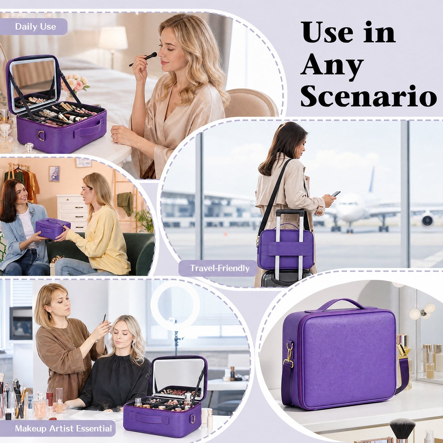 Advwin 15" Portable Makeup Case with LED Light Mirror