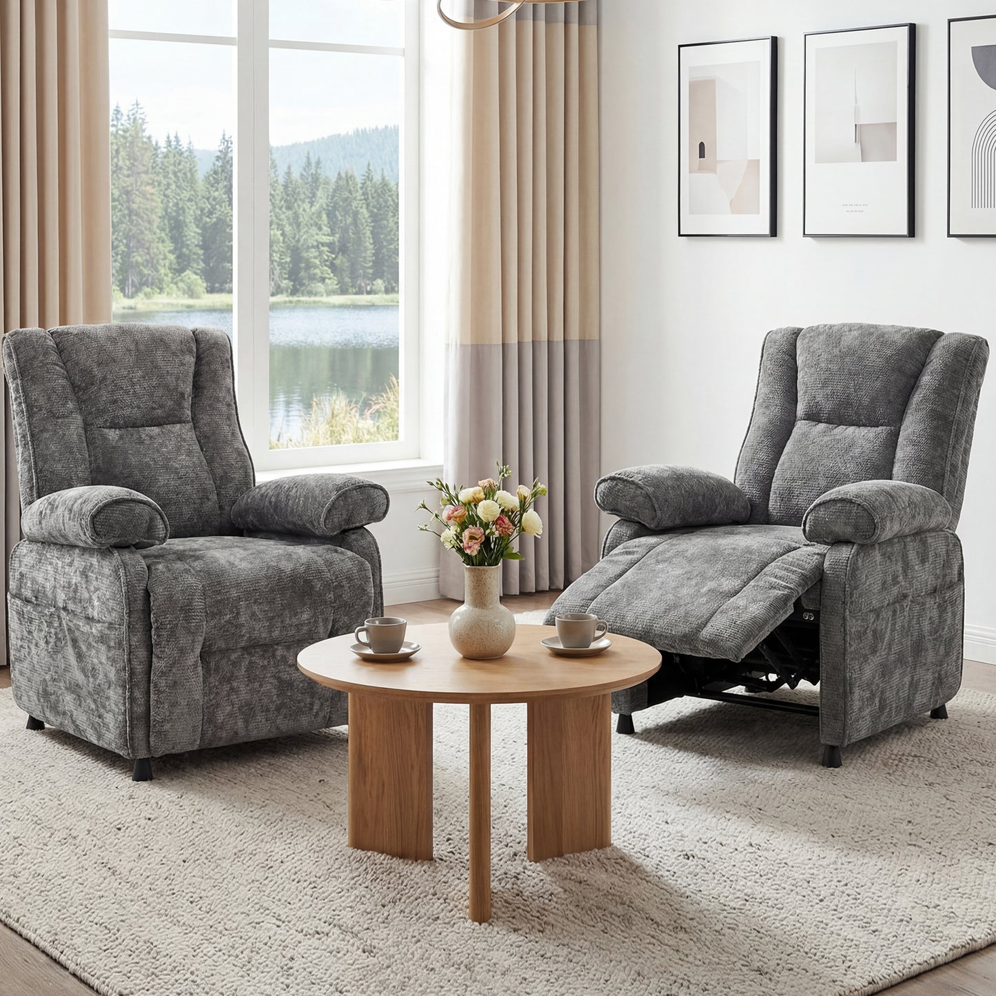 Advwin Recliner Chair Electric Adjustable backrest and footrest Grey