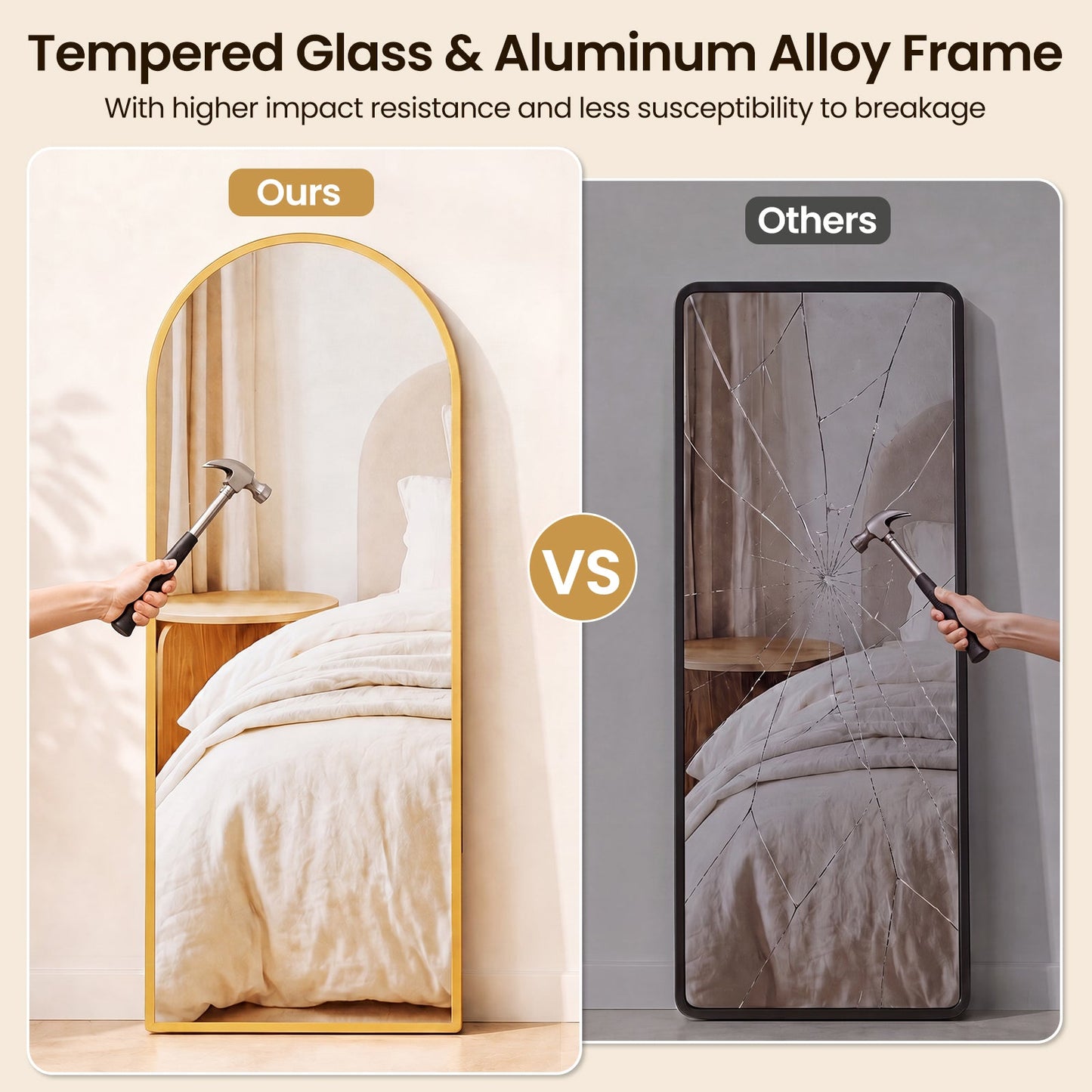 Advwin 180 x 80cm Arched Full Length Floor Mirror