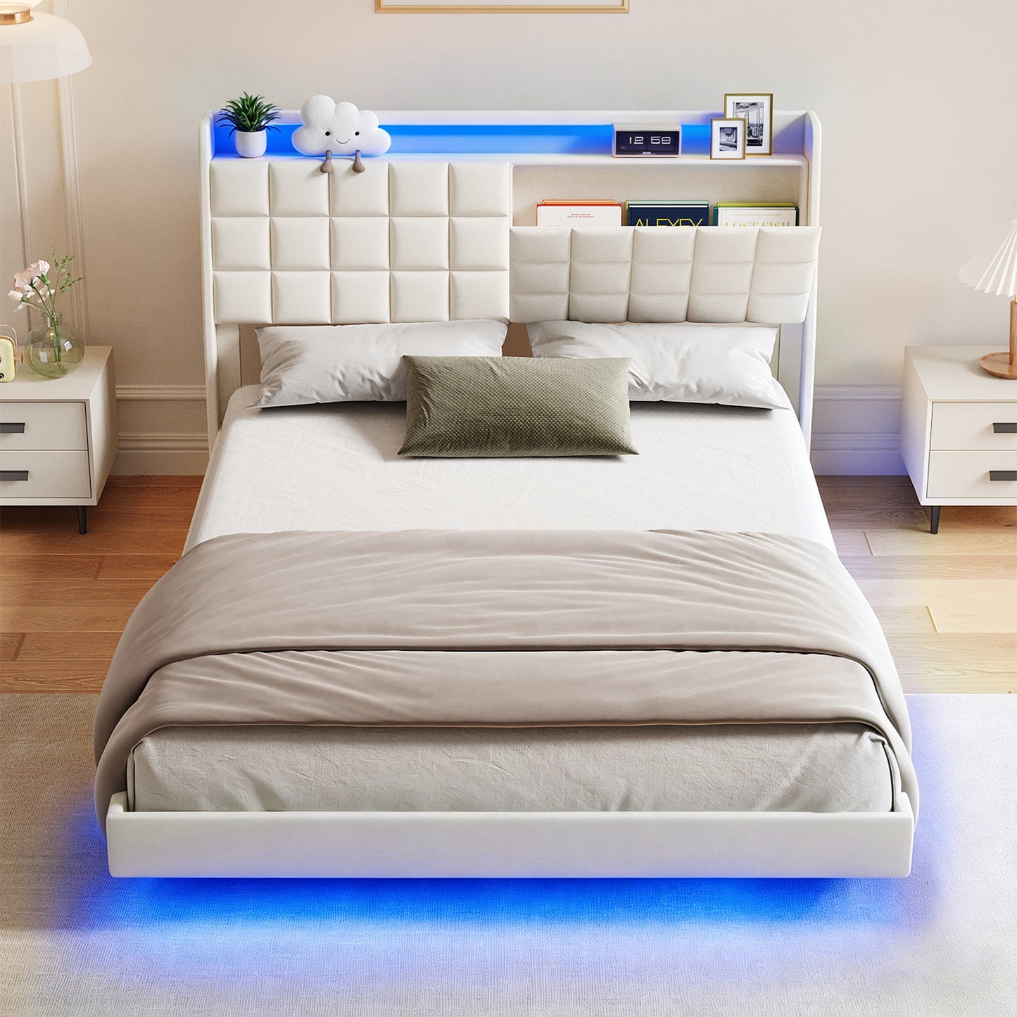Advwin Floating Bed Frame with LED Lights