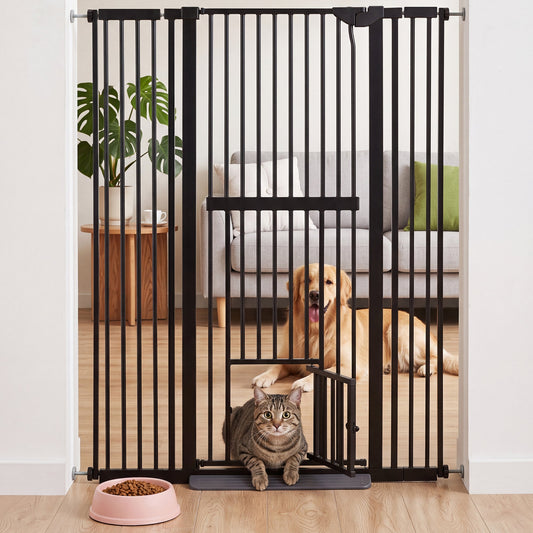 Advwin 150cm Extra Tall Pet Gate with Small Cat Door