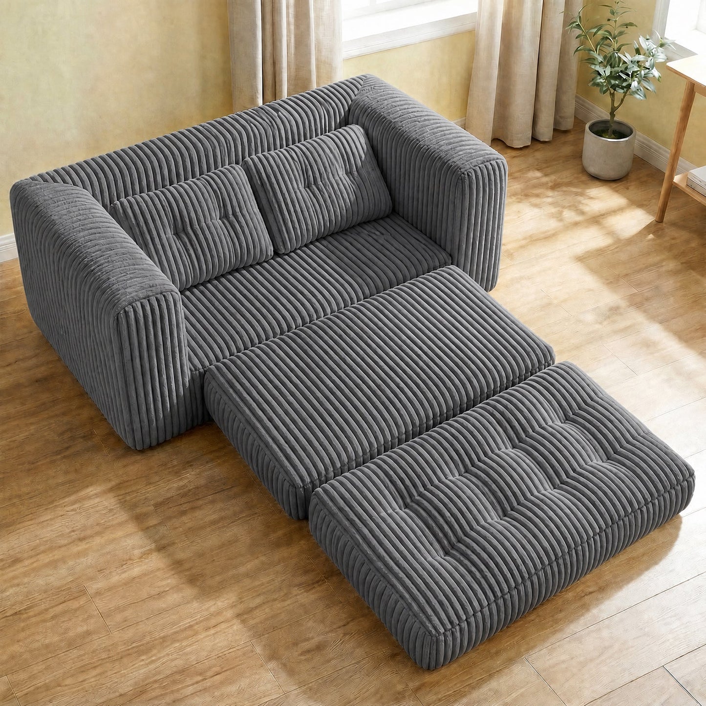 Advwin 2-in-1 Convertible Wide-Wale Corduroy Sofa Bed