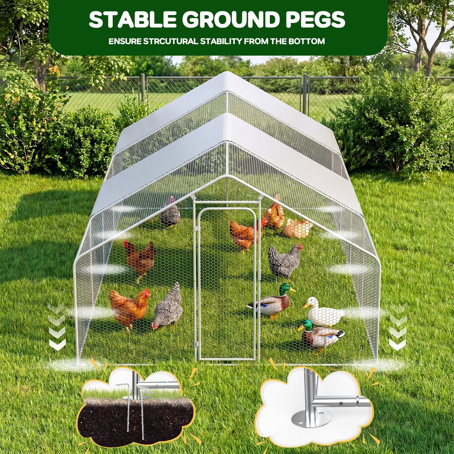 Advwin 6x3x1.95m Metal Chicken Coop w/ 4-Tier Perch