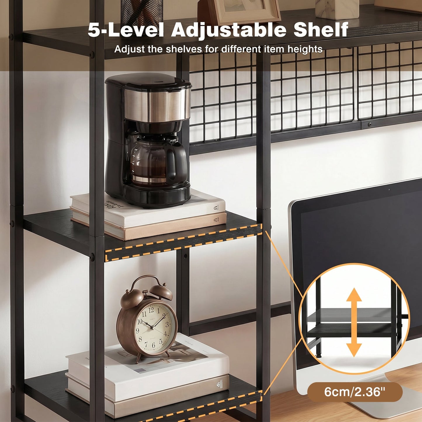 Advwin 3-Tier Desktop Organizer Shelf with 5 Hooks