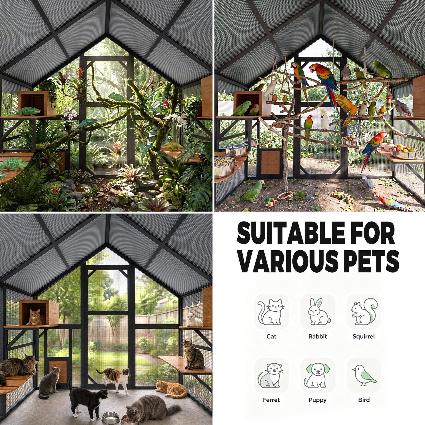 Advwin Outdoor Walk-in Cat Enclosure w/ Waterproof Cover