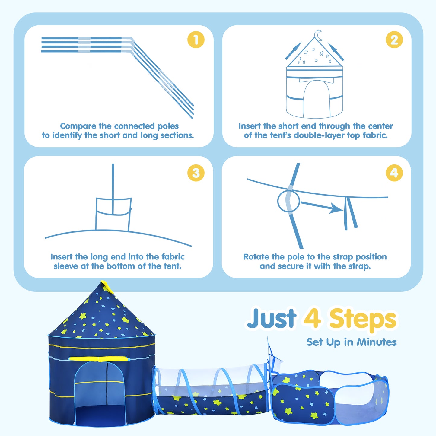 Advwin 3 in 1 Pop-Up Kids Play Tent with Baby Crawl