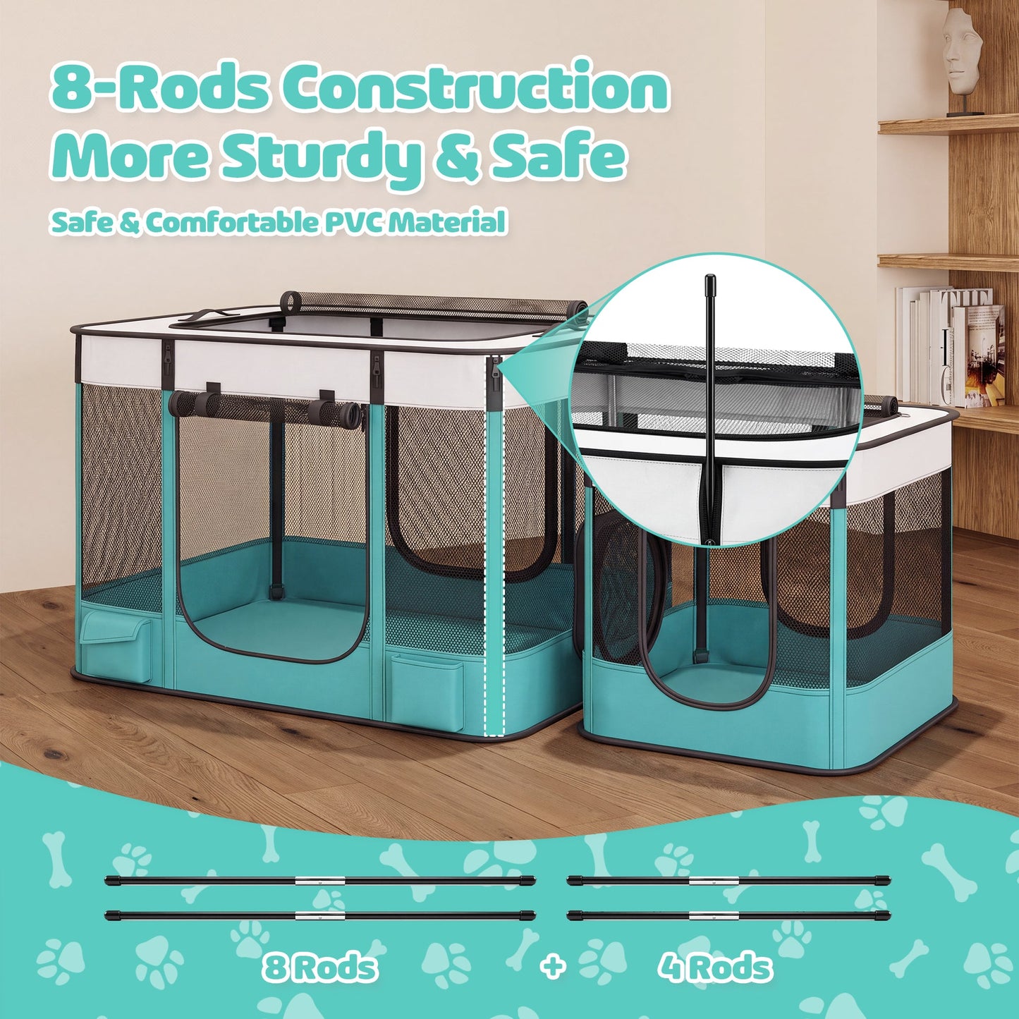 Advwin 2-in-1 Foldable Pet Playpen for Dogs & Cats