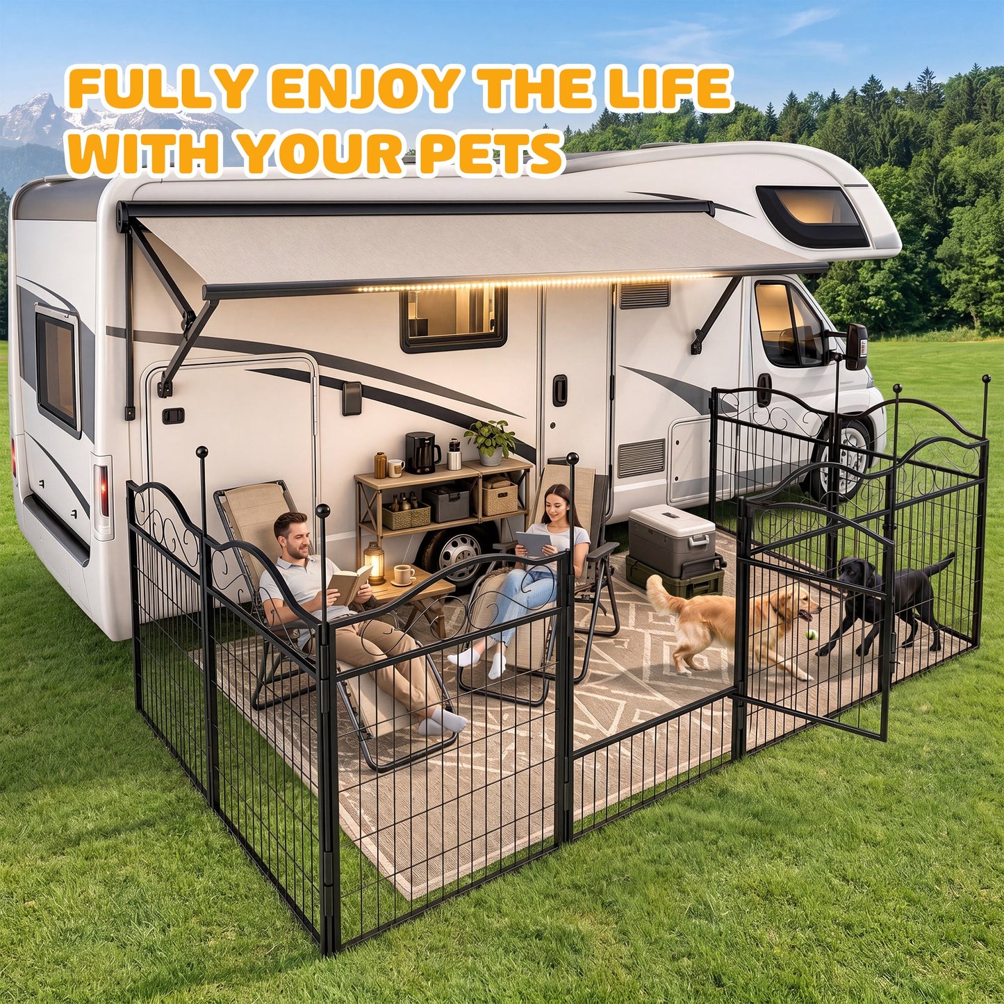 Advwin 8-Panel Outdoor Dog Playpen with Door