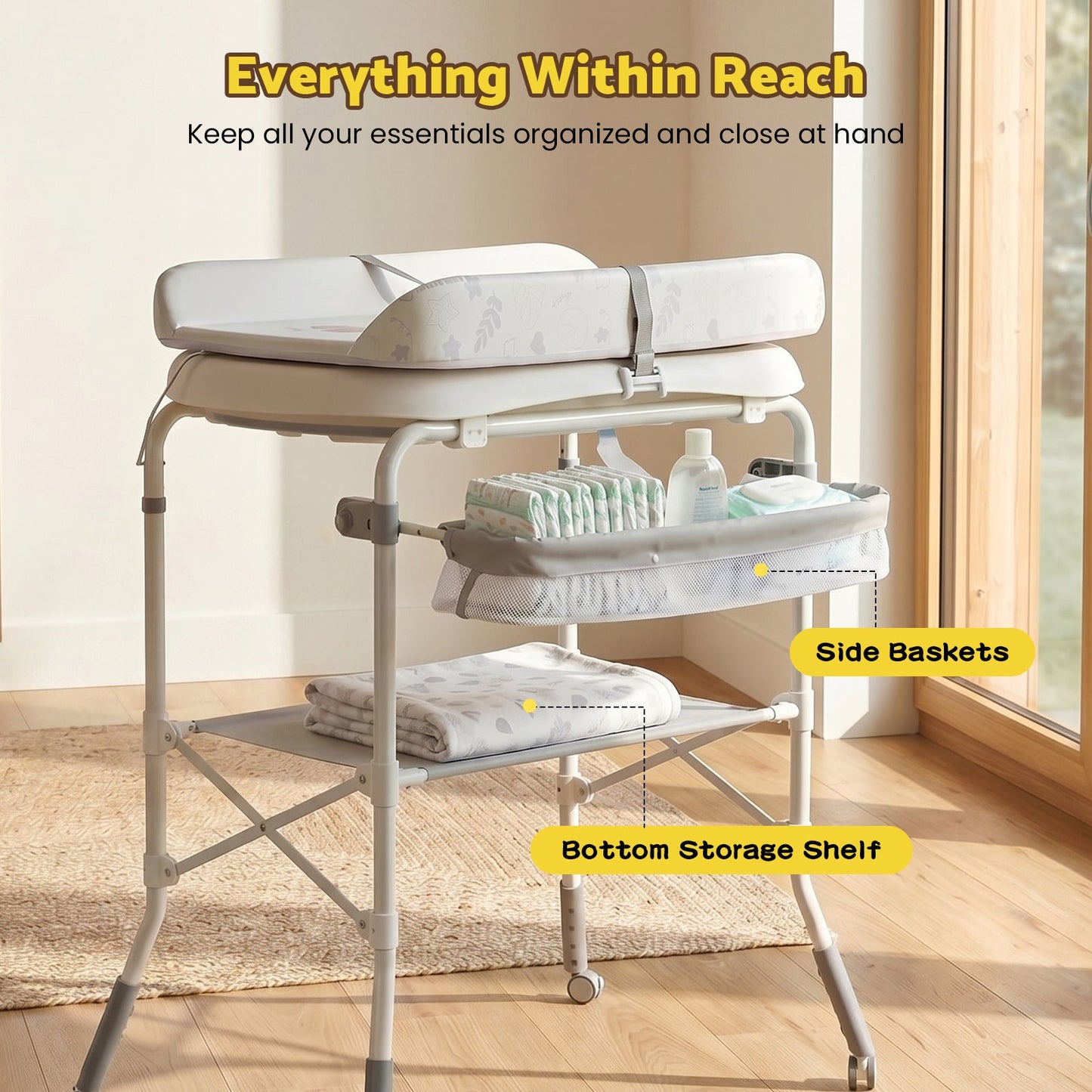 Advwin 2-in-1 Foldable Baby Bathtub & Changing Table