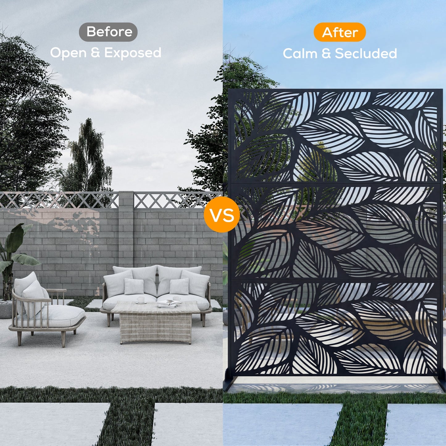 Advwin Leaf Metal Privacy Screen 119x183.5cm