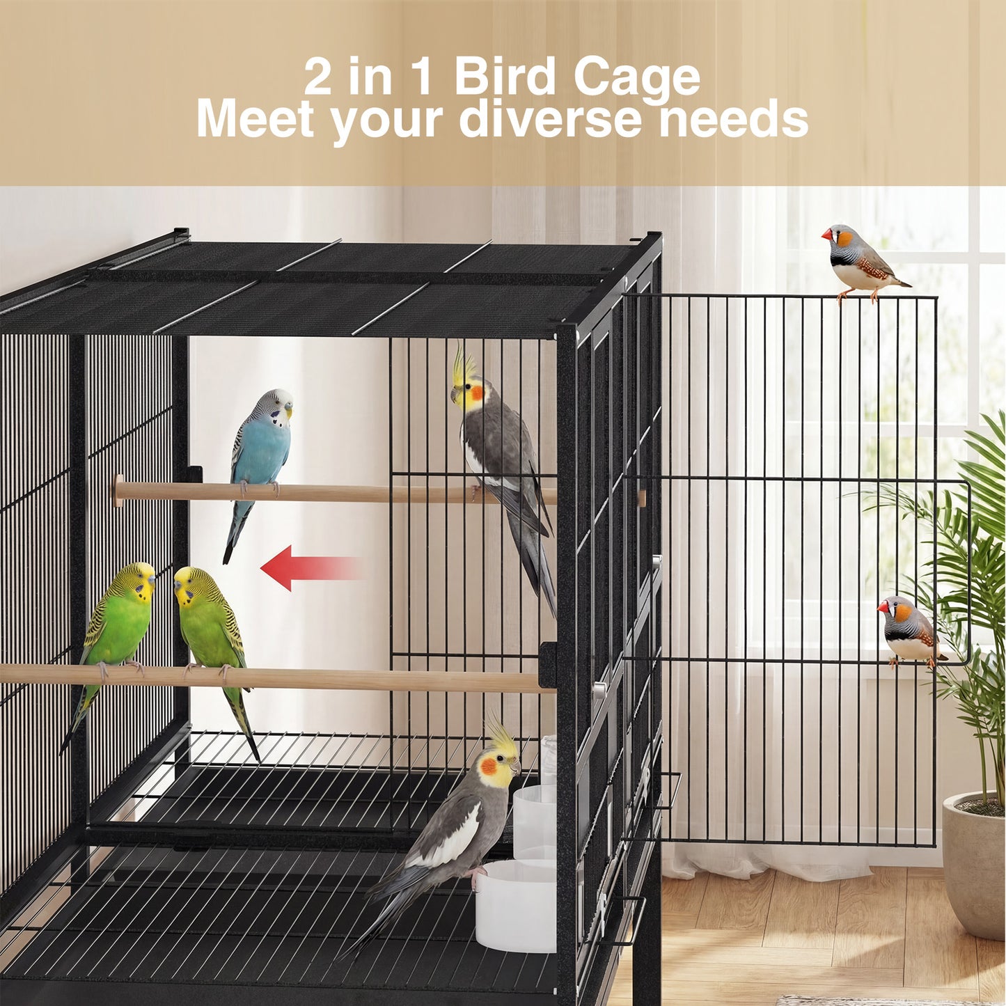 Advwin Bird Cage 2in1 Large Cage Wheel w/Brake