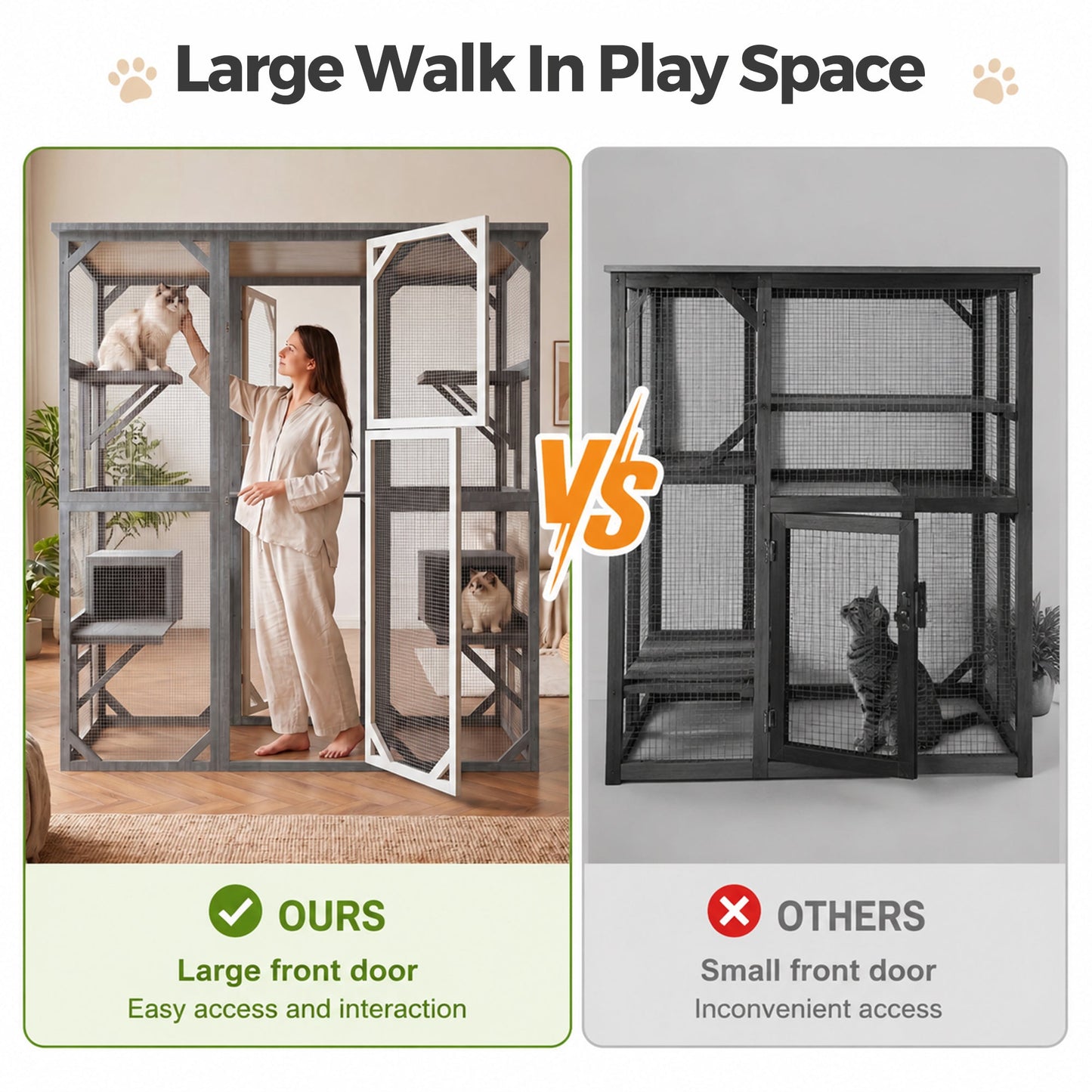 Advwin Outdoor Walk-in Cat Catio Enclosure w/ Asphalt Roof